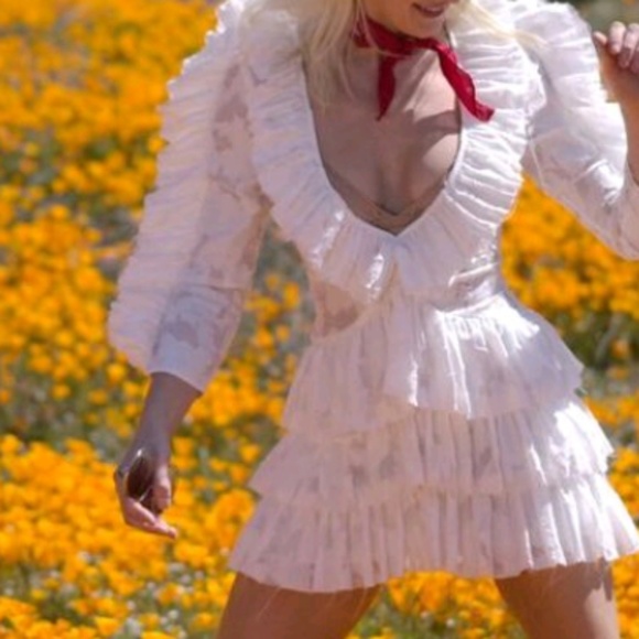 Revolve Atoir couture ruffle puff sleeve lux dress - Picture 7 of 7